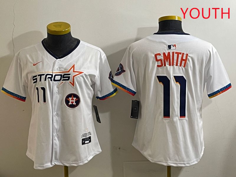 Youth Houston Astros 11 Smith White Fourth generation Joint Name 2025 Nike MLB Jersey style 5
